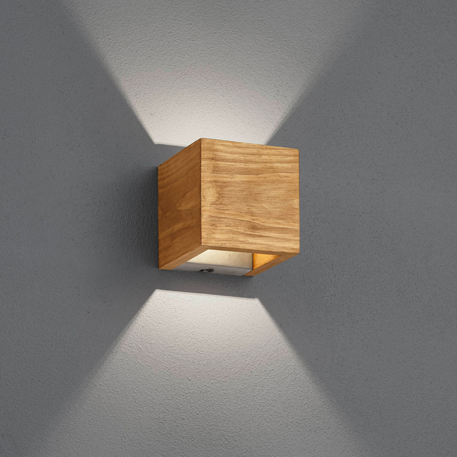 LED-seinävalaisin Brad puusta, ylös/alas, 11x11 cm