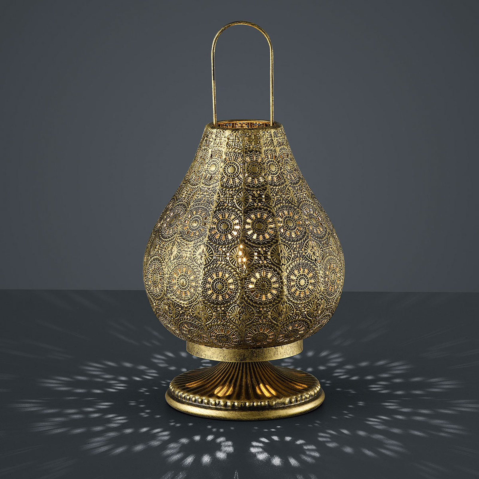 Jasmin -pöytävalo, itämainen muot., vanha messinki