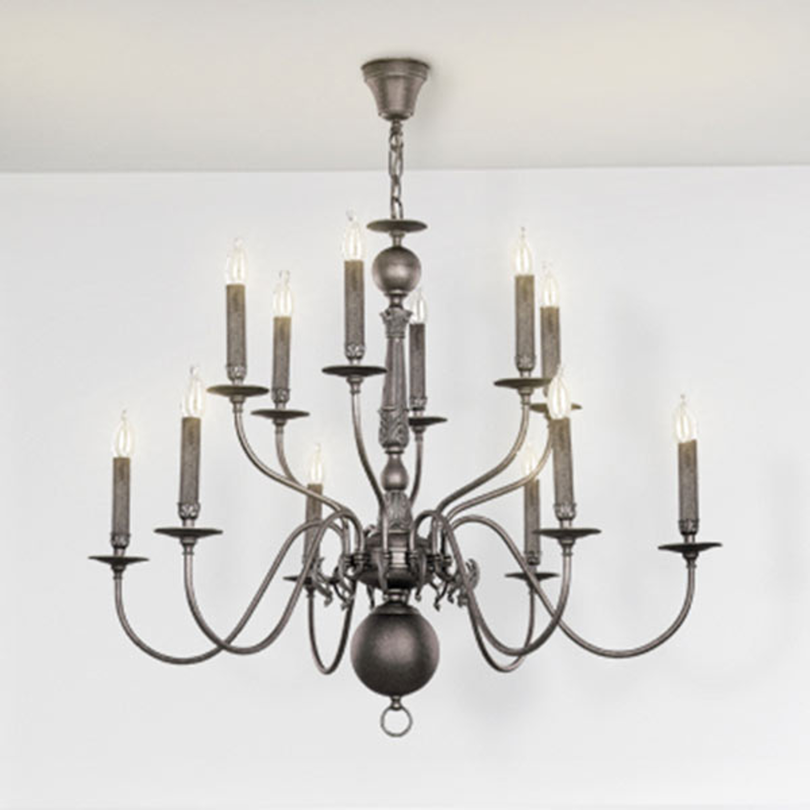 Kattokruunu Holandesas 12 lamp., antiikki hopea