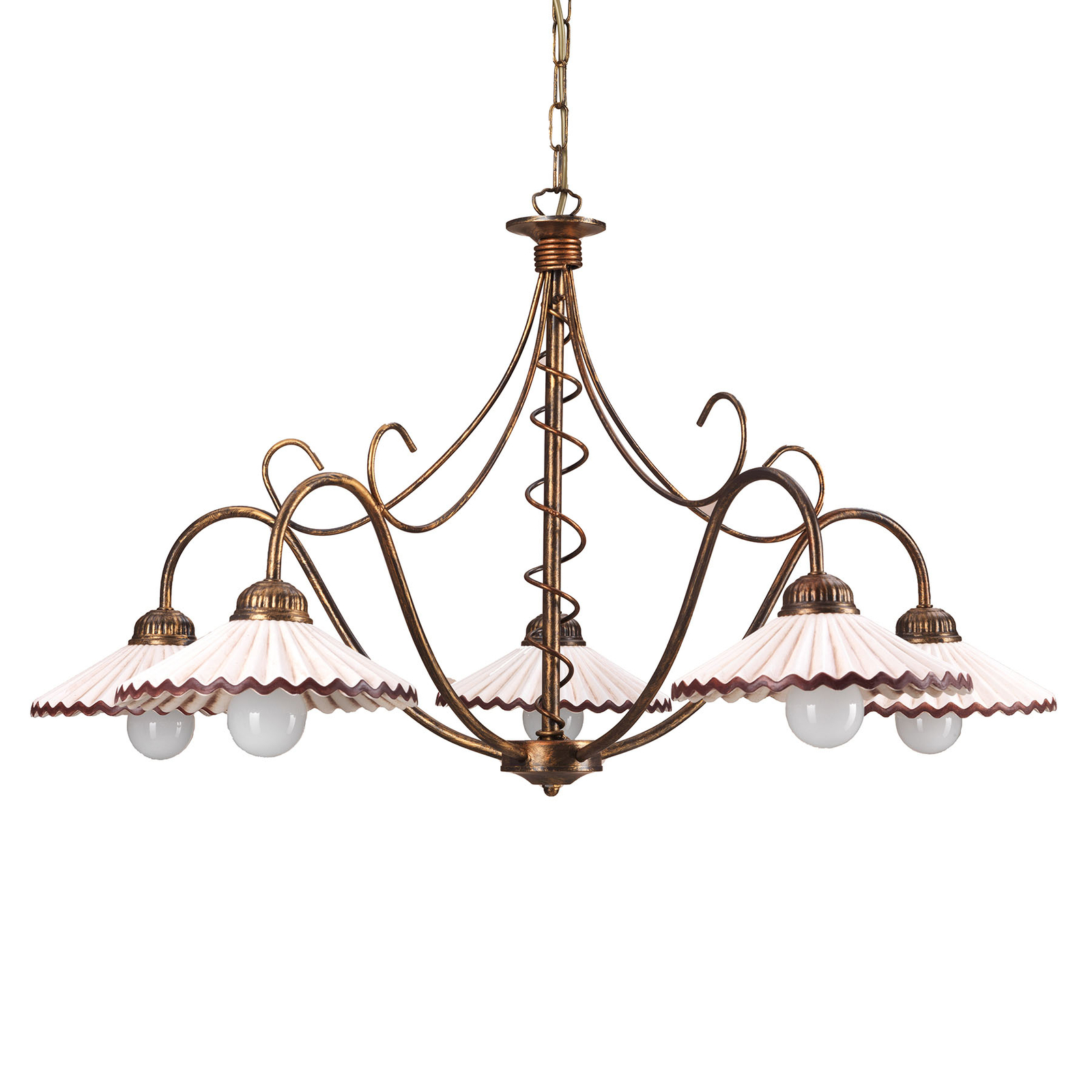 Riippuvalo Rosina 5-lamp. vaaleanpunainen/pronssi