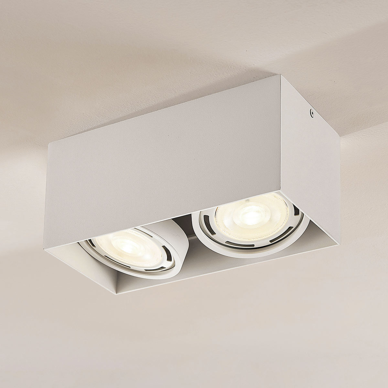 LED-alasvalo Rosalie 2-lamp., kulmikas, valkoinen