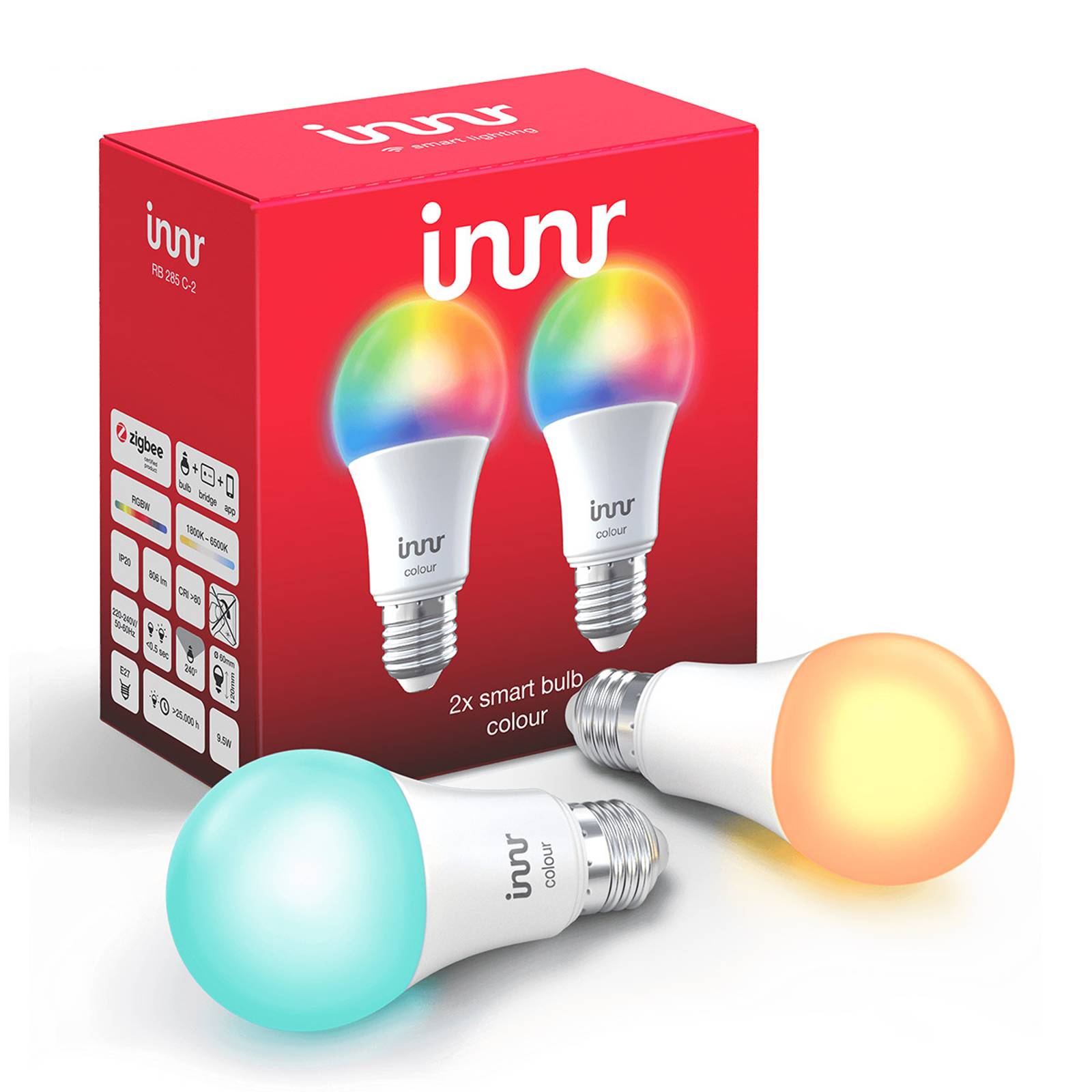 E27 9,5W LED-lamppu Innr Smart Bulb Colour, 2 kpl