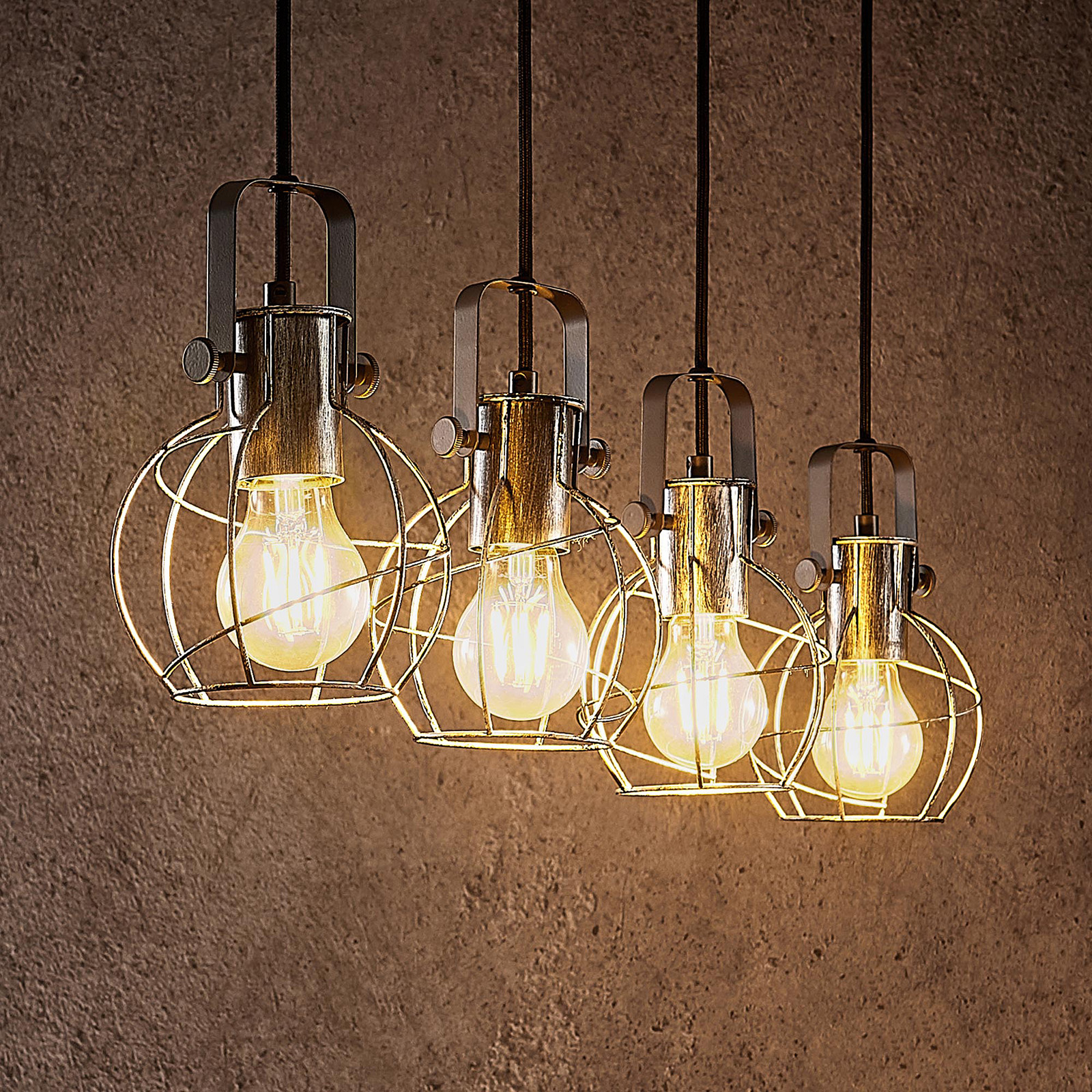 Lindby Salima -riippuvalo, häkkivarjost., 4-lamp.