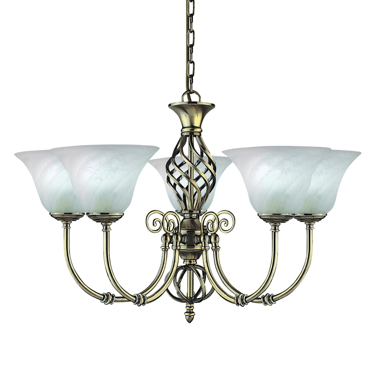 5-lamp. siirtomaatyylinen CAMEROON-kattokruunu