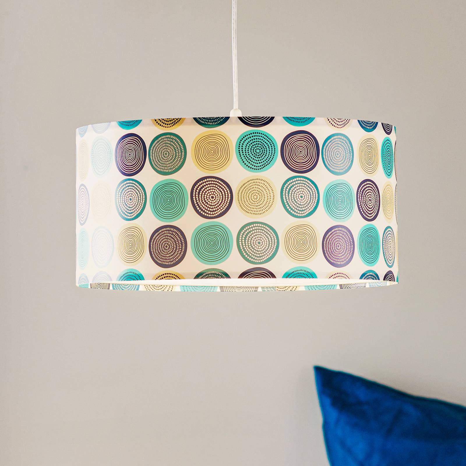 Modernilla motiivilla painatettu riippuvalo Aqua