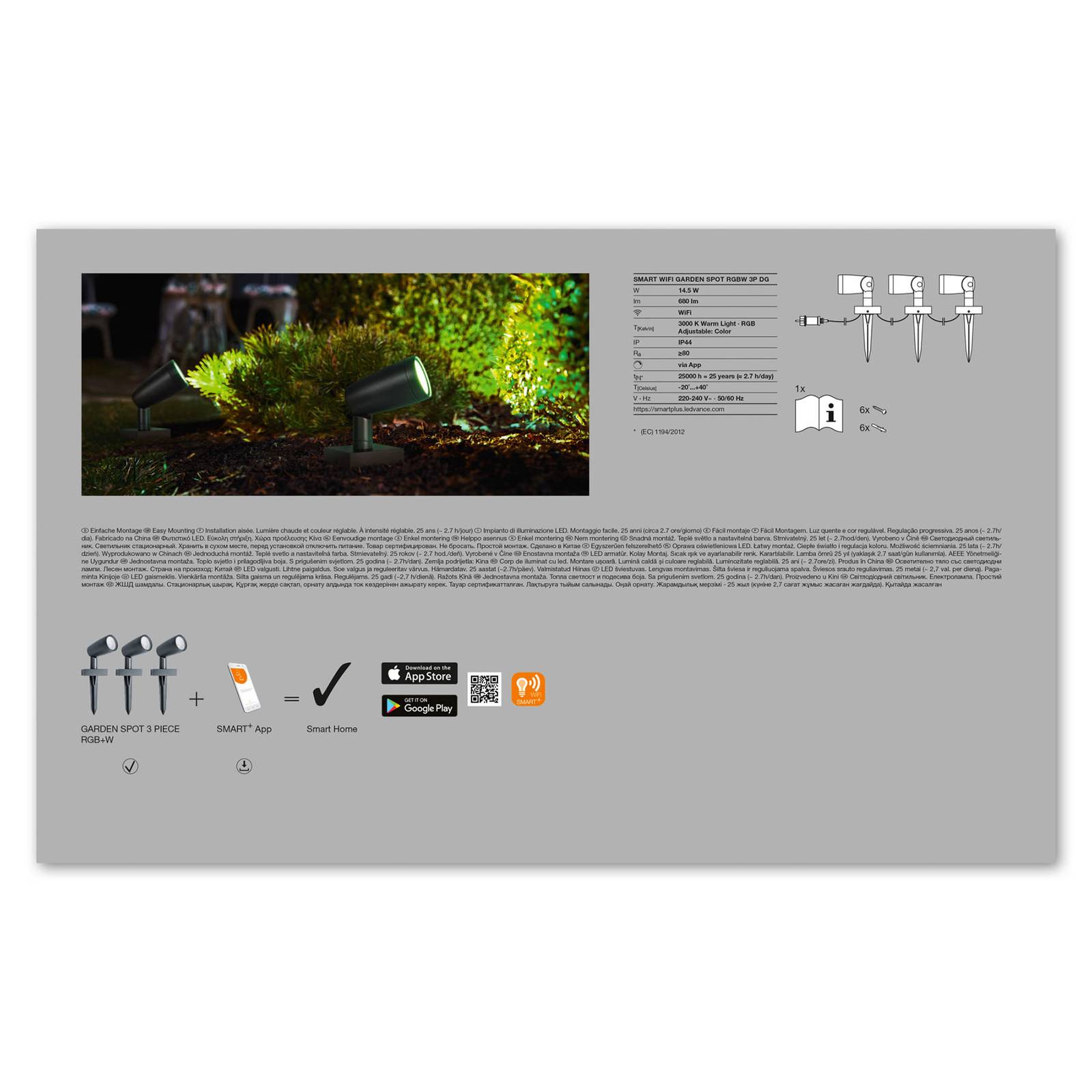 LEDVANCE SMART+ WiFi Garden -spotti, 3 kpl