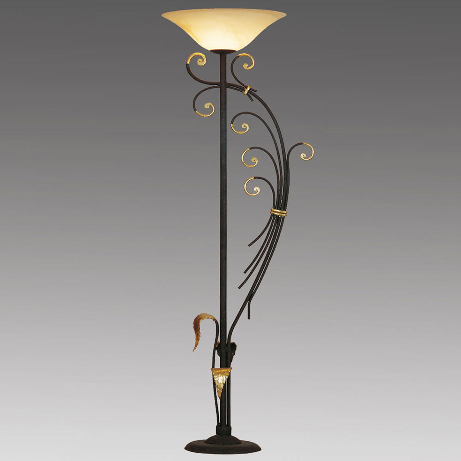 Lehtikullalla koristeltu lattiavalaisin Florence