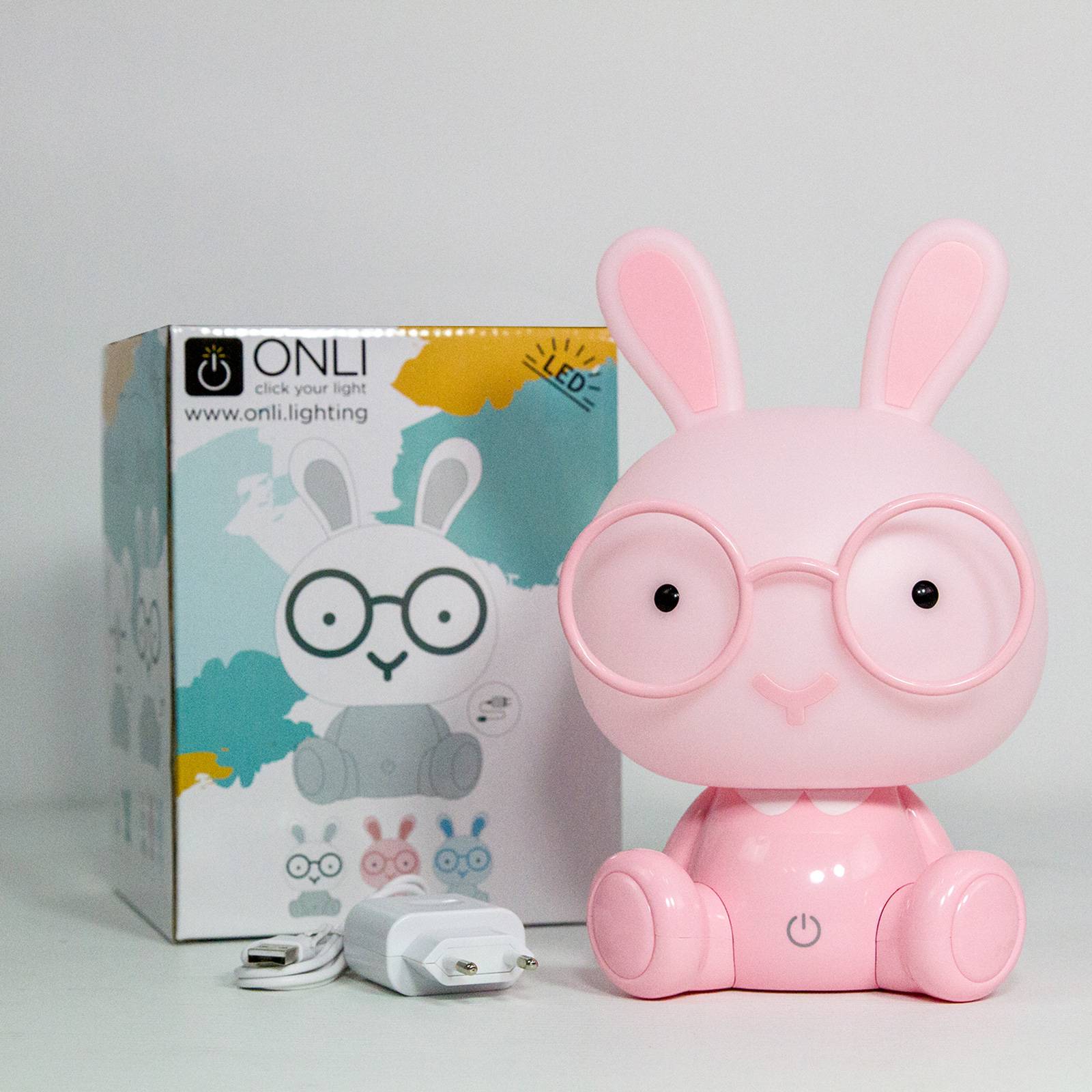 Lastenhuoneen Bunny-LED-pöytälamppu, roosa