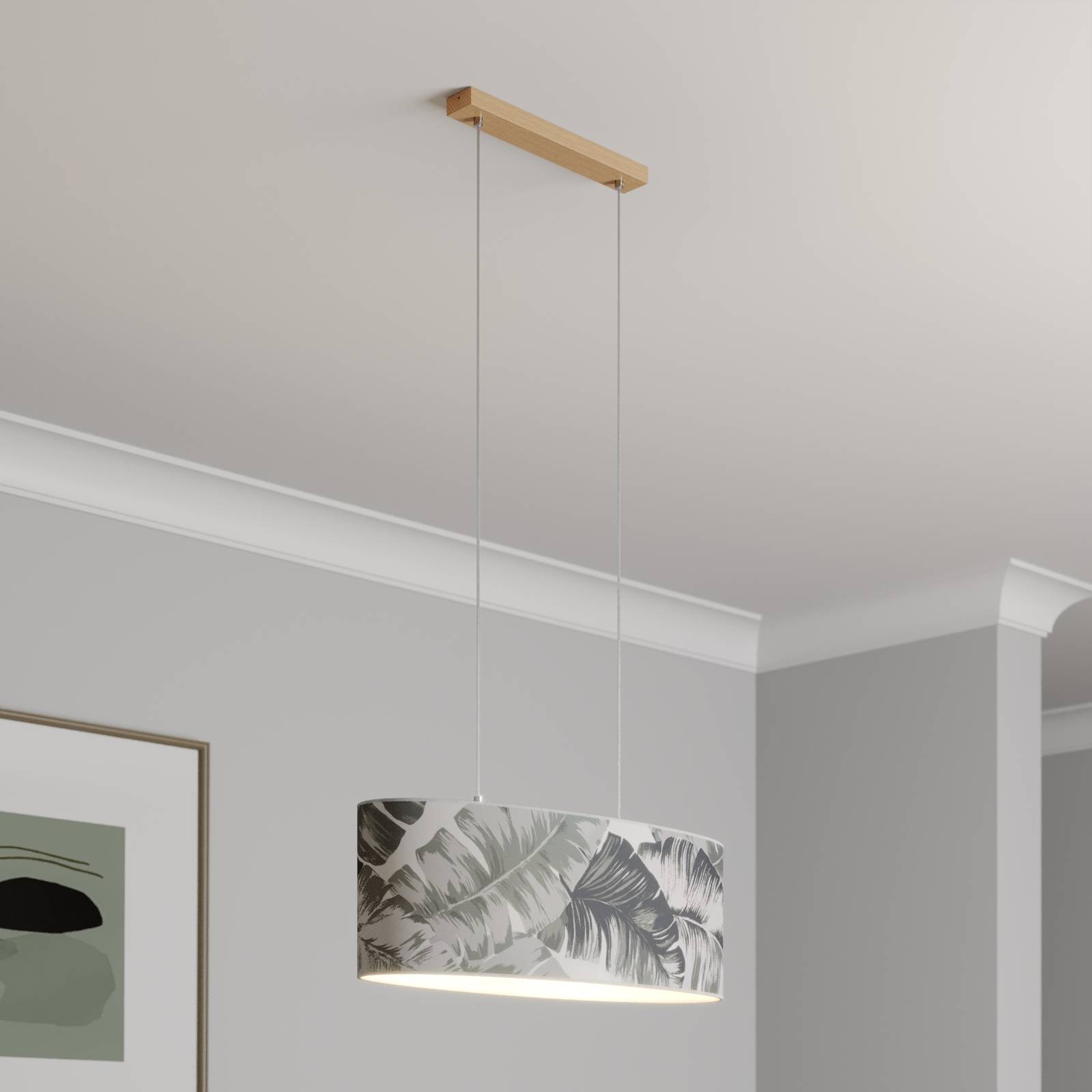 Riippuvalaisin Madera, soikea varjostin 70 x 25 cm