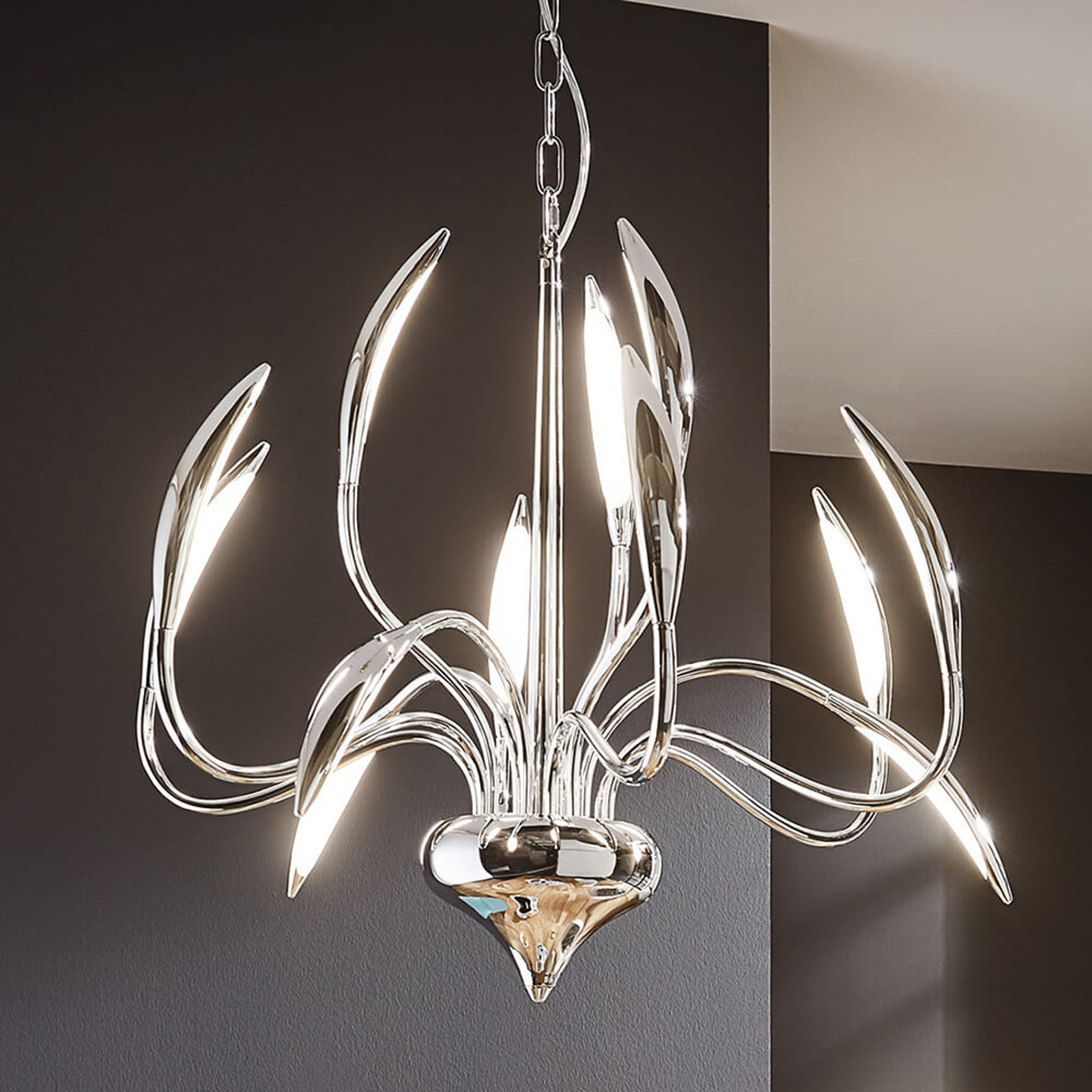 LED-riippuvalo Hampton, himmennys, kromi, 12-lamp