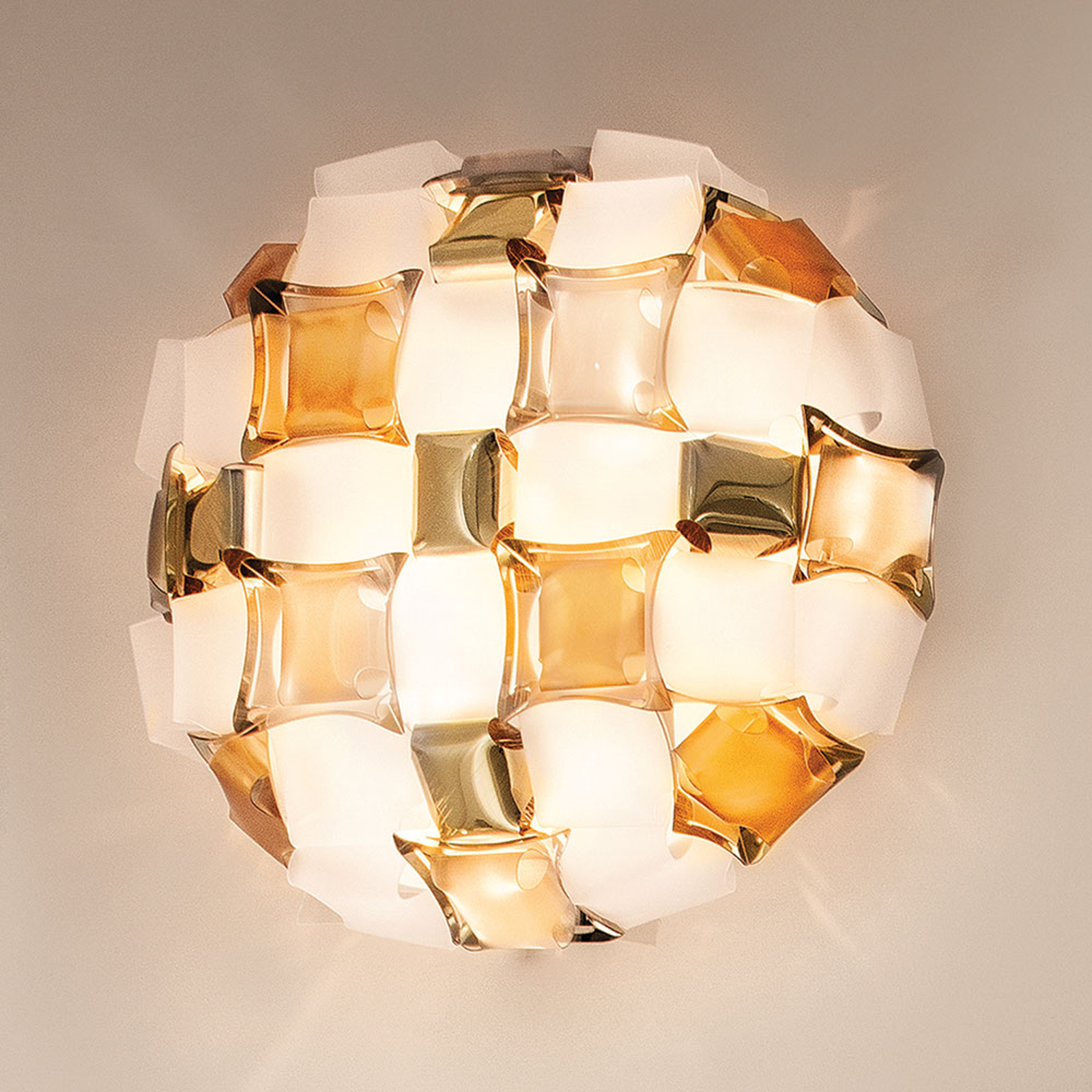 Slamp Mida -seinävalaisin, 32x32 cm, meripihka/val