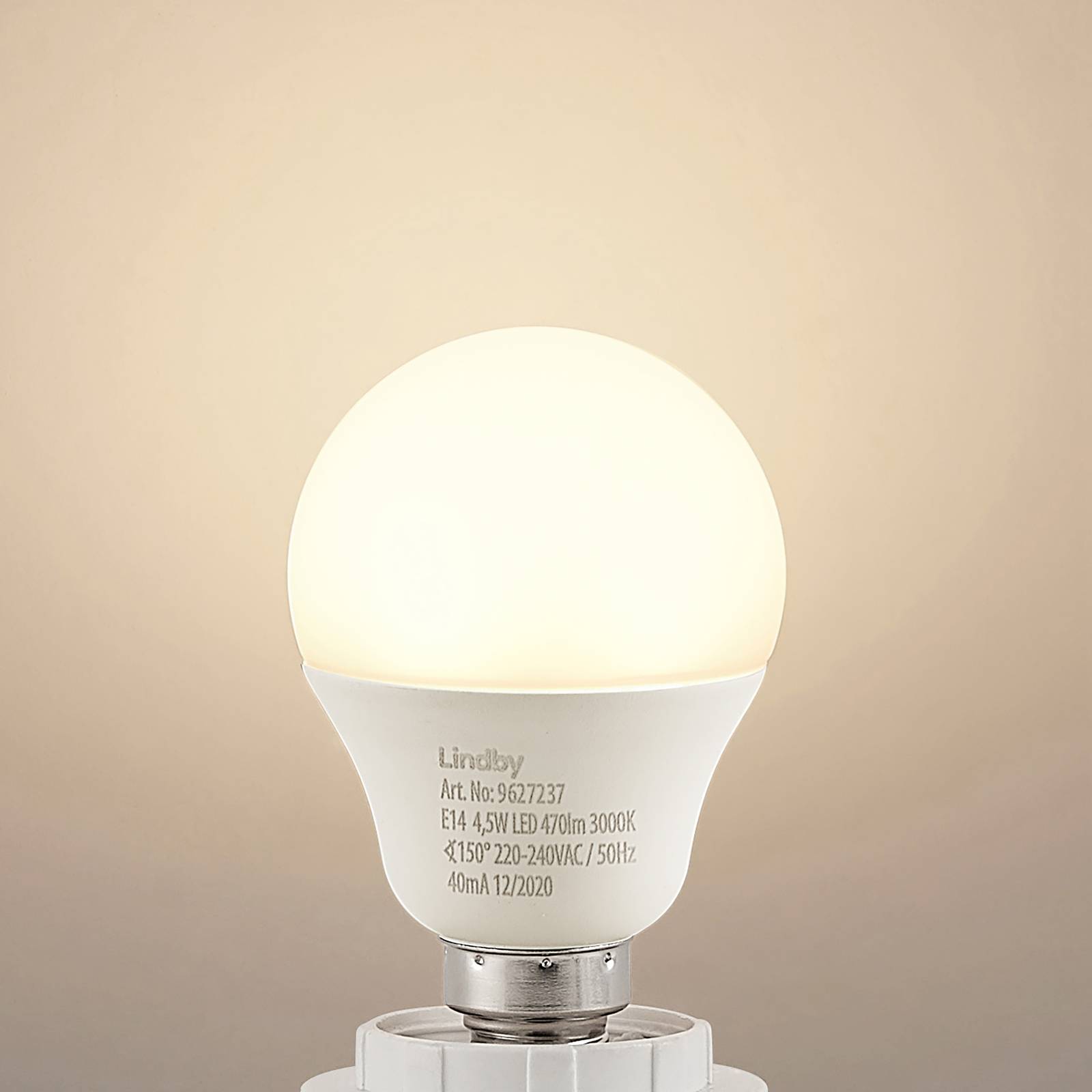 Lindby-LED-golfpallolamppu E14 G45 4,5W 3000K opal