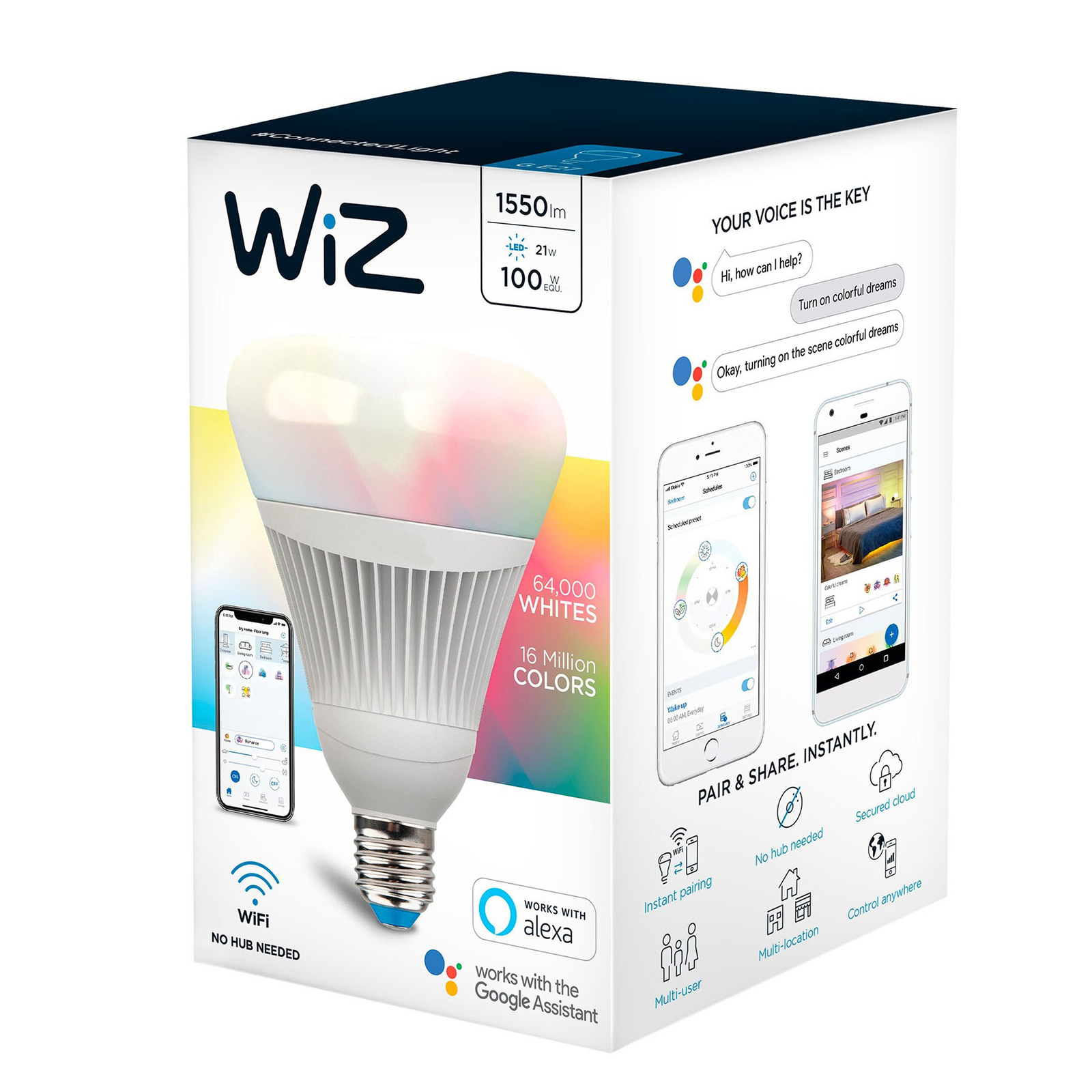 WiZ E27 LED-lamppu matta Ø12cm 21W RGBW 2 200-6500